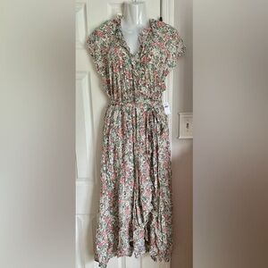 Old Navy Floral Midi Dress - Pink and Green